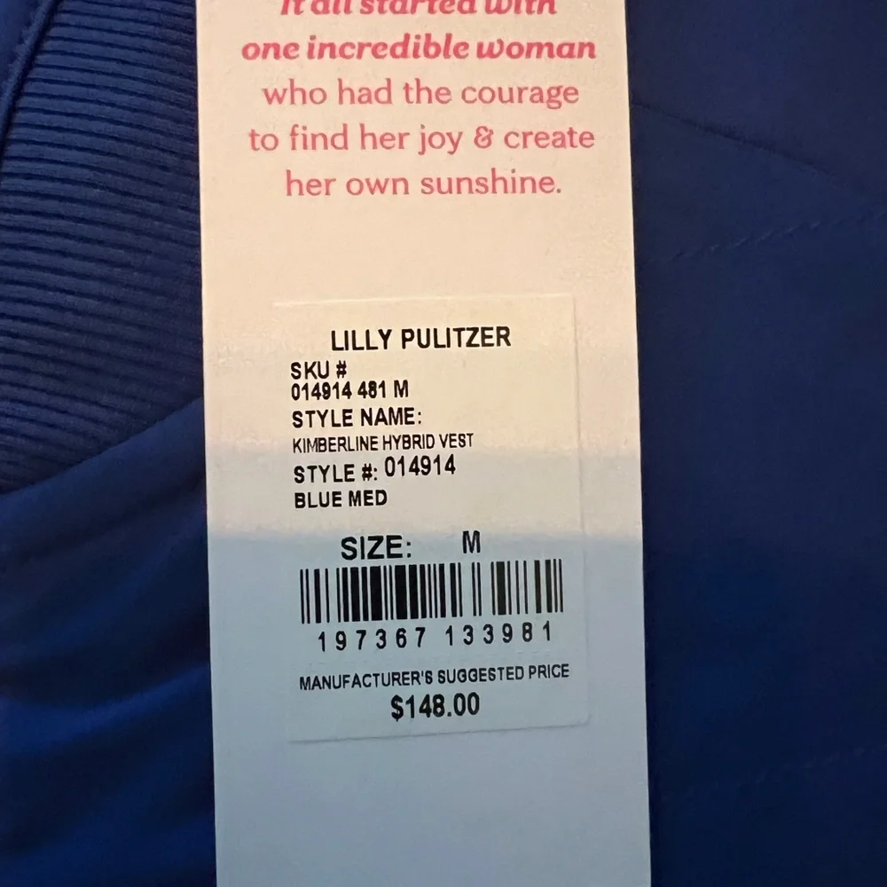 NWT!  Lilly Pulitzer Kimberline Hybrid Vest in medium blue. - Picture 2 of 4